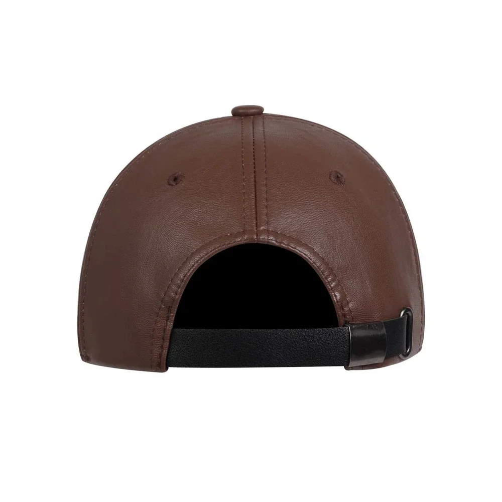 vegan leather Solid Baseball Cap hat black - Picture 4 of 6